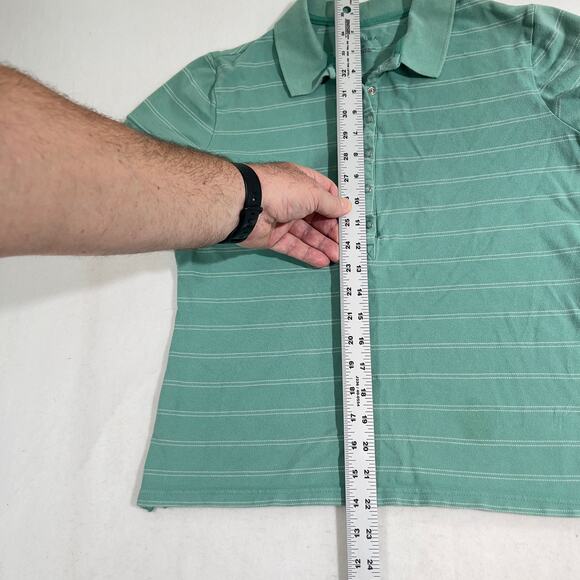 Sonoma Pullover Shirt Woman's Medium 6 Metal Snap Buttons Henley Light Green - Picture 8 of 11